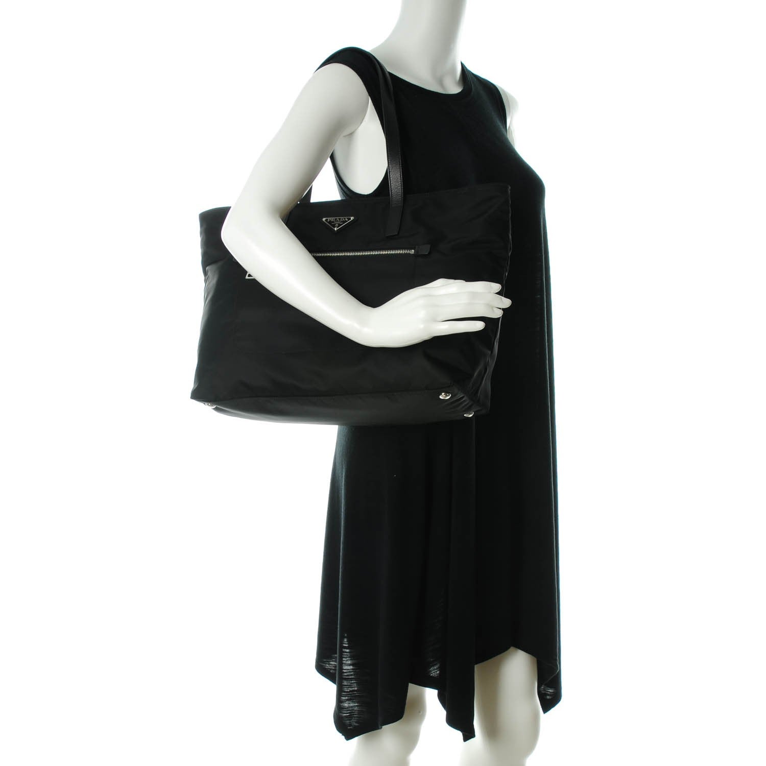 Prada Saffiano Tessuto Nylon Tote Nero Black 2 of 8