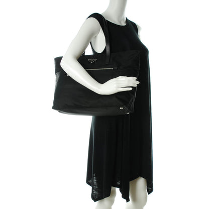 Prada Saffiano Tessuto Nylon Tote Nero Black 2 of 8