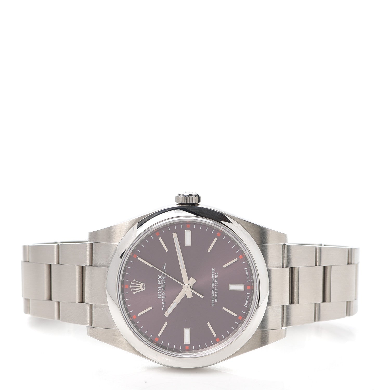 Rolex Stainless Steel 39mm Oyster Perpetual Watch Red Grape 114300 2 of 5