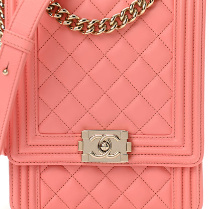 Chanel Lambskin Quilted North South Boy Flap Pink 8 of 10