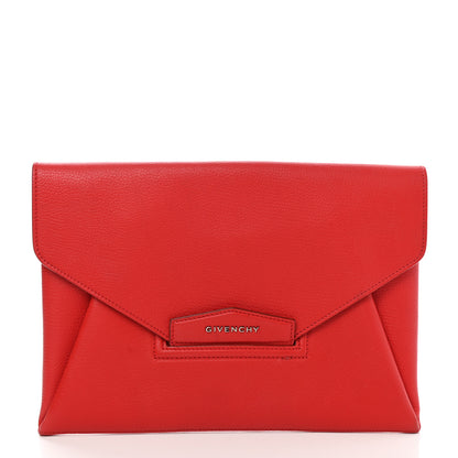 Givenchy Sugar Goatskin Medium Antigona Envelope Clutch Red 1 of 8
