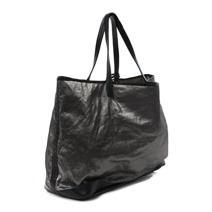 Chanel Metallic Linen Calfskin CC Beach Tote Silver 2 of 9