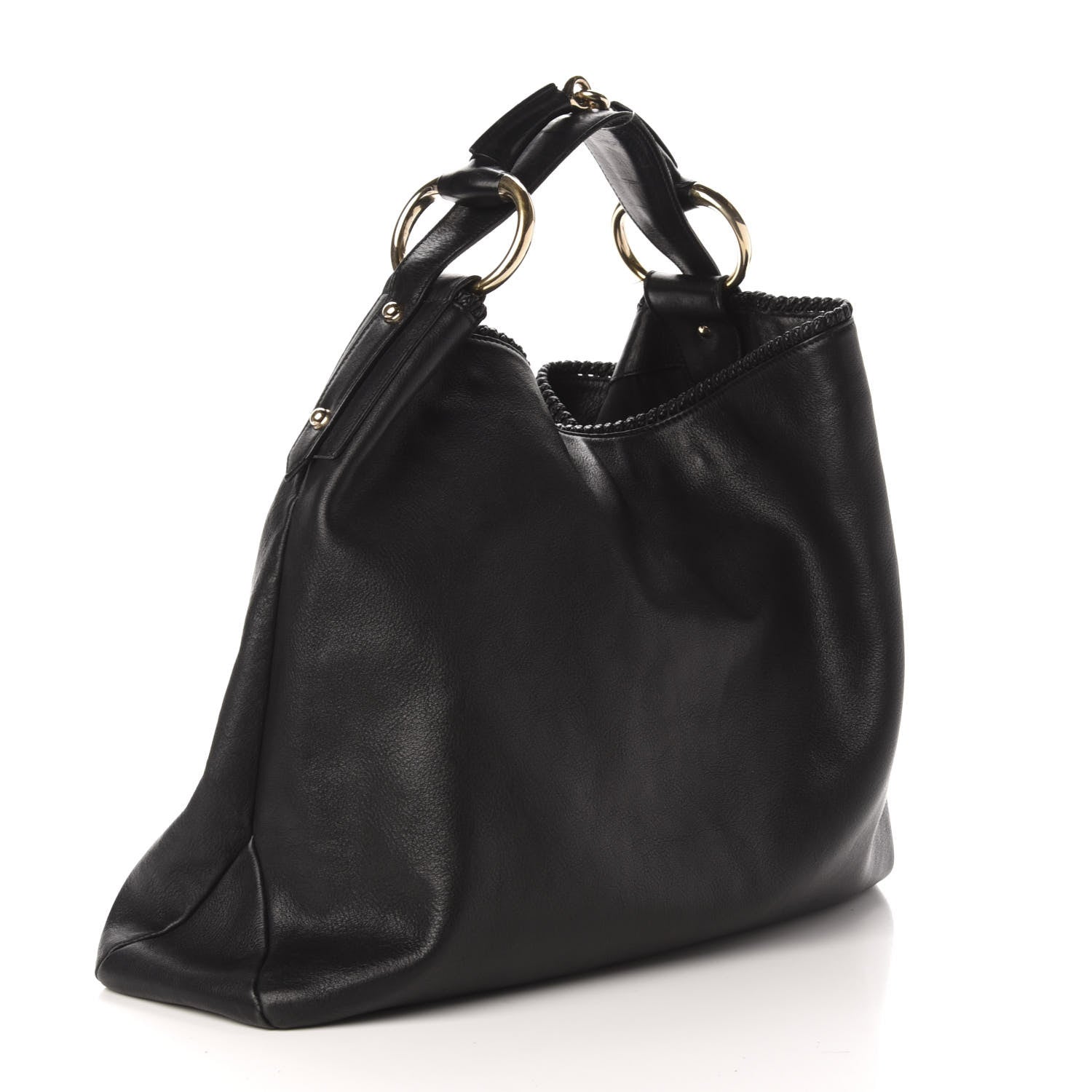 Gucci Calfskin Large Horsebit Chain Hobo Black 3 of 10