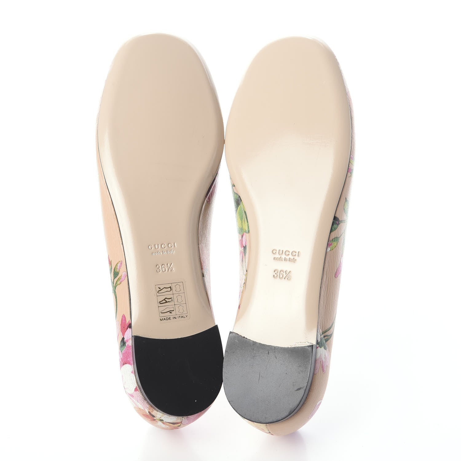 Gucci Calfskin Blooms Print Ballet Flats 36.5 Pink Apricot Multicolor 7 of 7