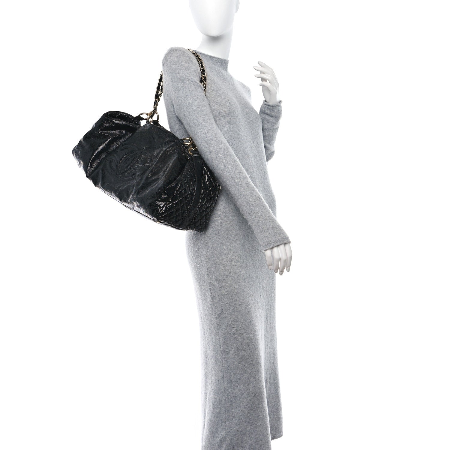 Chanel Vinyl XXL Rock and Chain Bowler Black 2 of 10