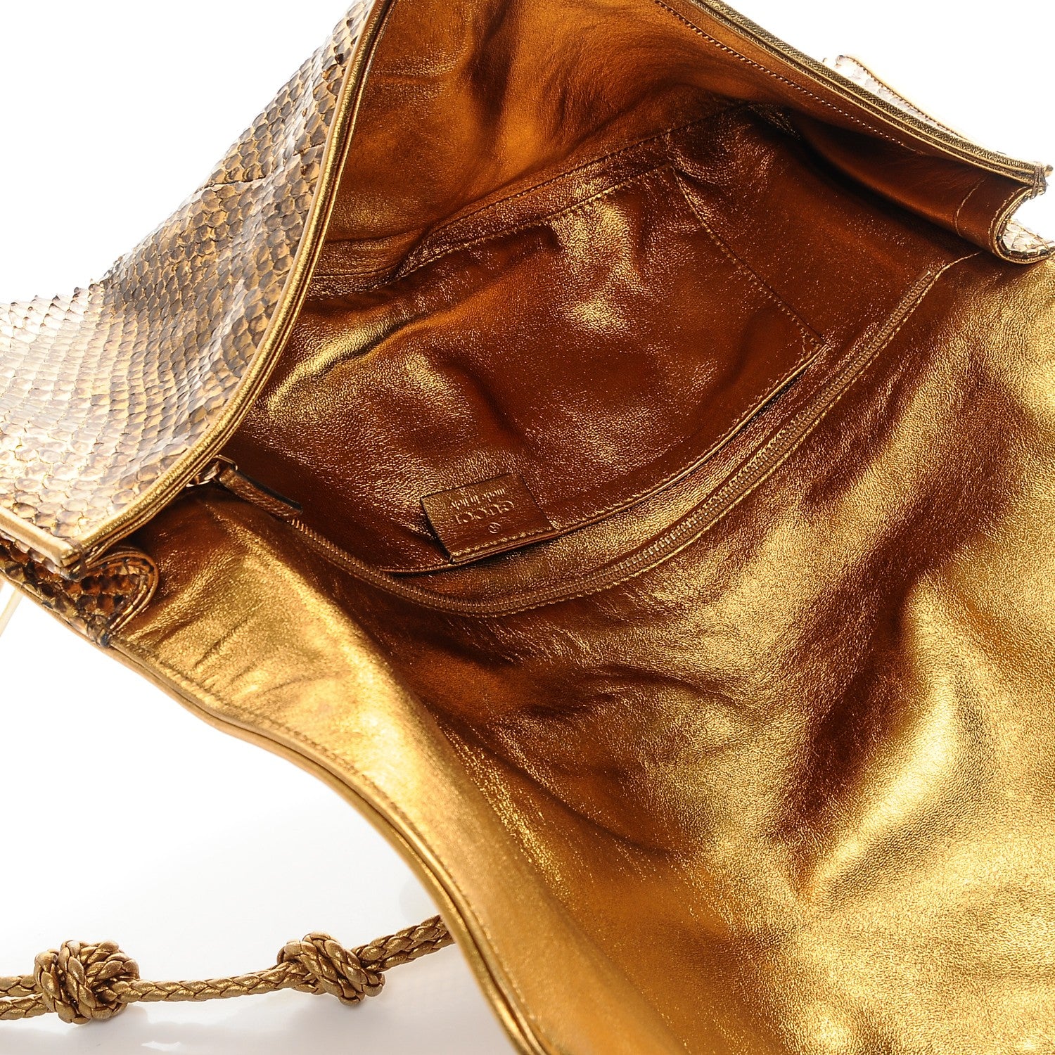 Gucci Metallic Python Malika Clutch Gold 5 of 7