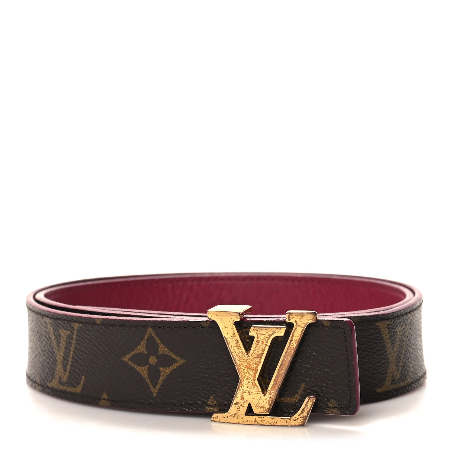 Louis Vuitton Monogram Calfskin 30mm LV Initiales Reversible Belt 80 32 Fuchsia 1 of 5
