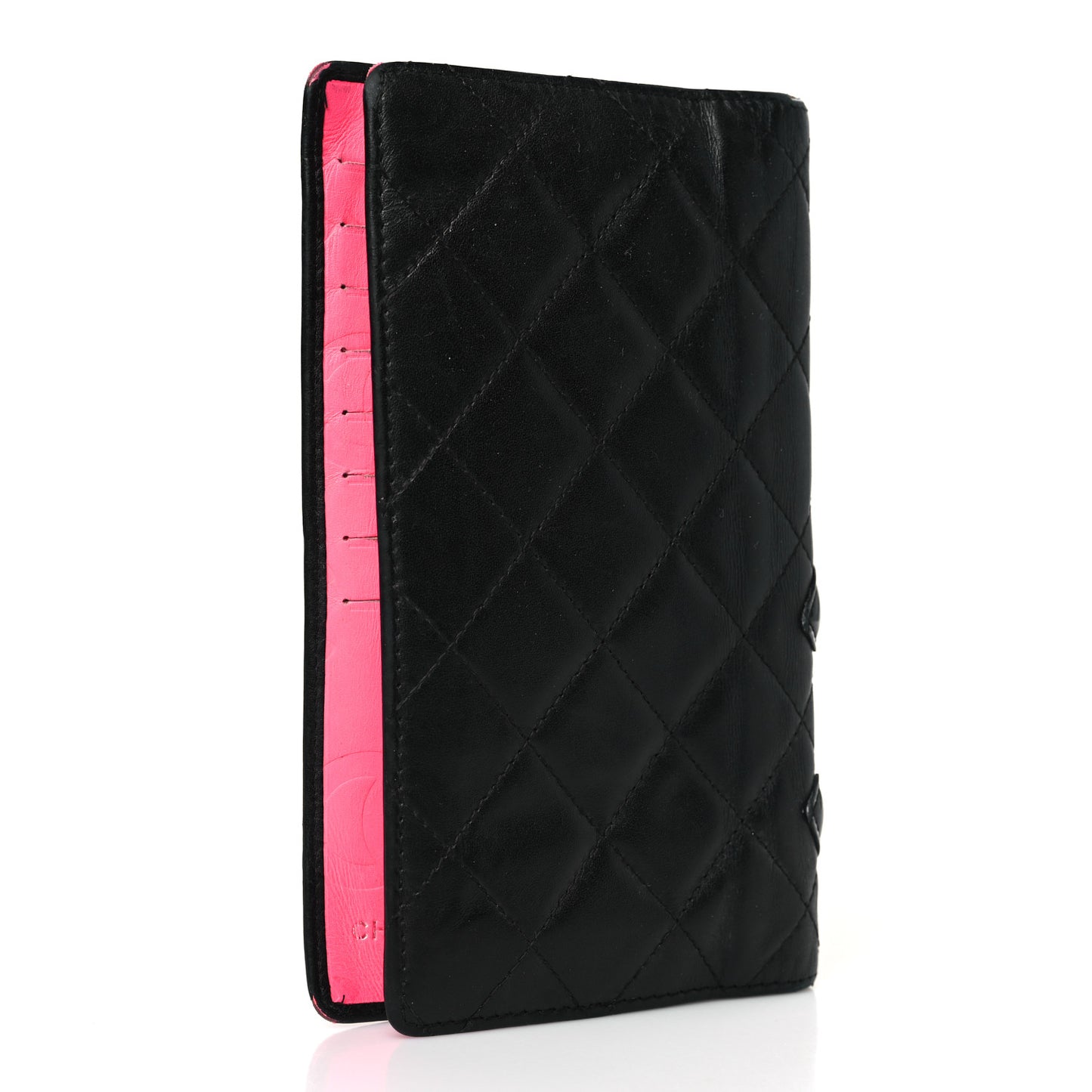 Calfskin Quilted Cambon Yen Wallet Black