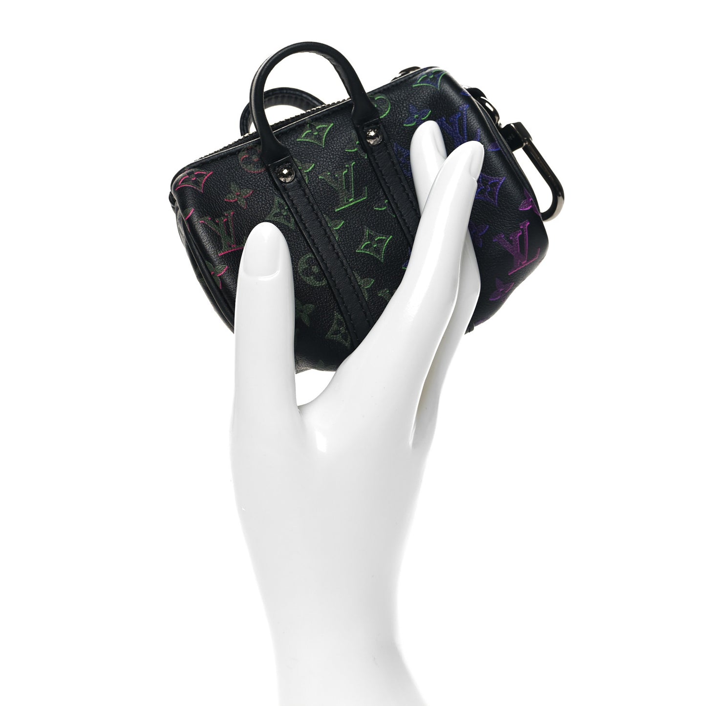 Monogram Spotlight Mini Keepall Bag Charm Key Holder Black Borealis