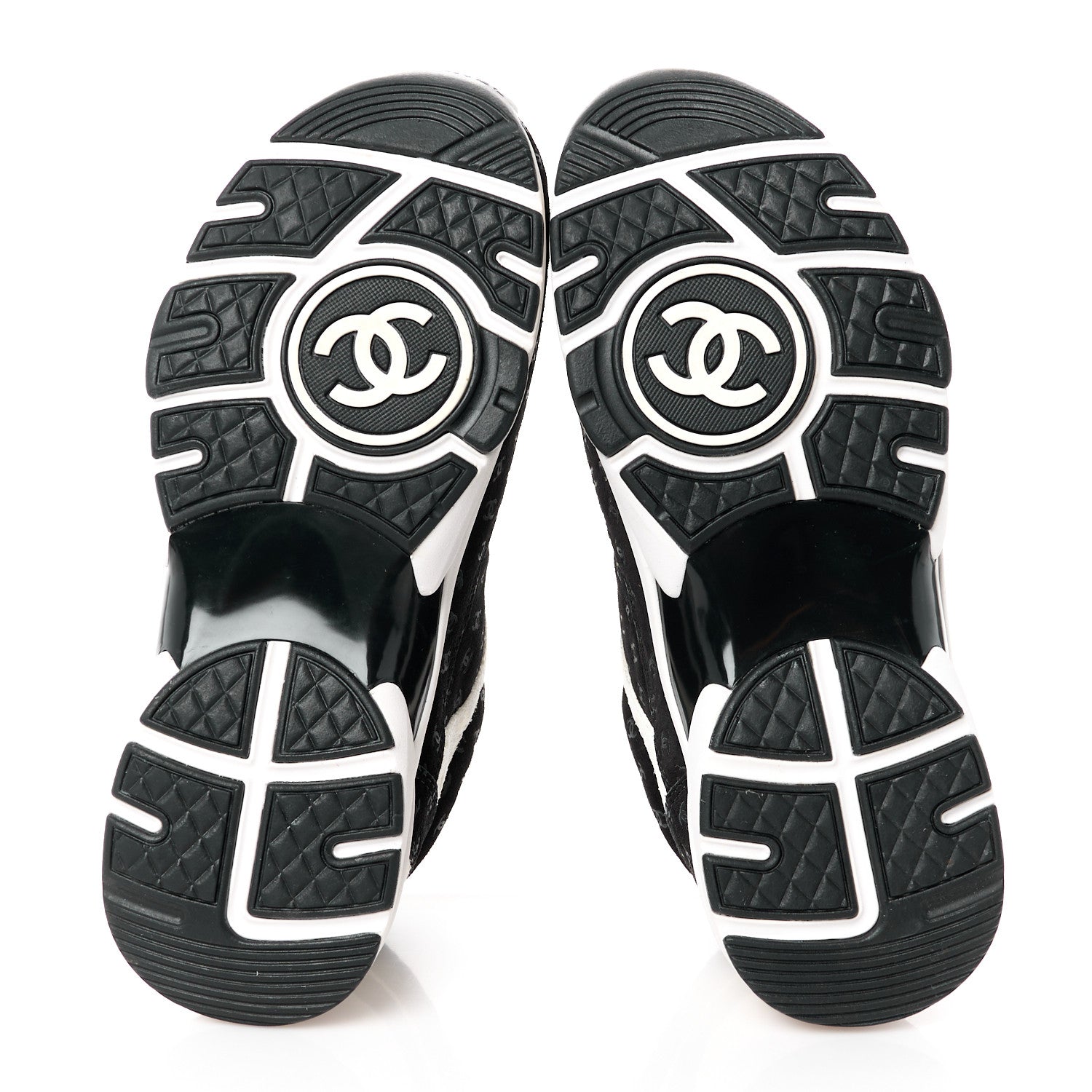 Chanel Nylon Suede Calfskin Printed CC Sneakers 36 White Black 5 of 9