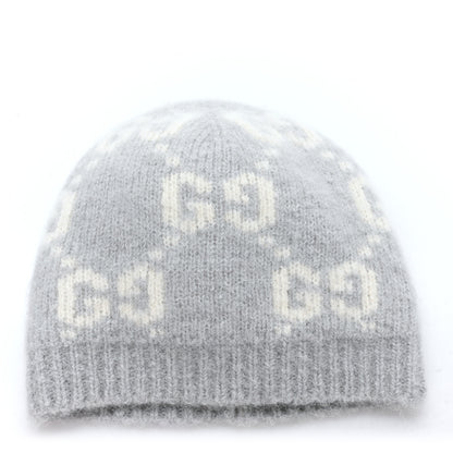 Gucci Alpaca Blend GG Beanie Hat L Light Grey White 1 of 5