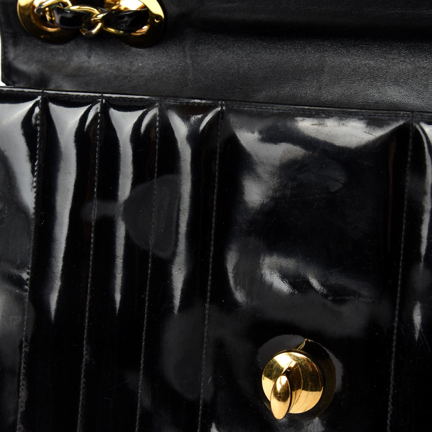 Patent Vertical Quilted Jumbo Single Flap Black