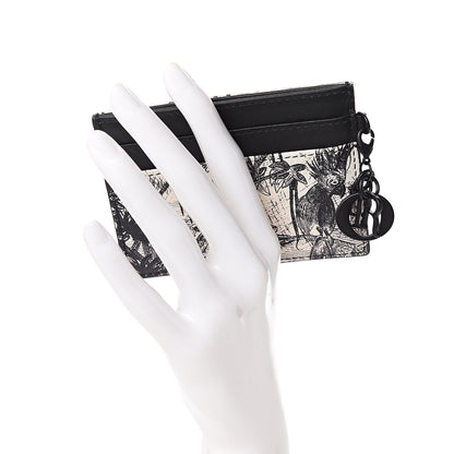 Christian Dior Calfskin Toile de Jouy Carnivora Card Holder Black White 2 of 8