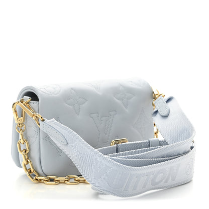 Louis Vuitton Calfskin Bubblegram Wallet On Strap Ice Blue 3 of 9