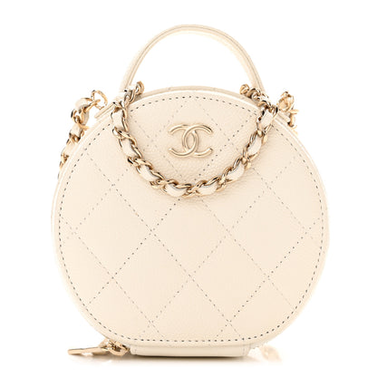 Chanel Caviar Quilted Round Handle With Care Vanity With Chain White 1 of 11