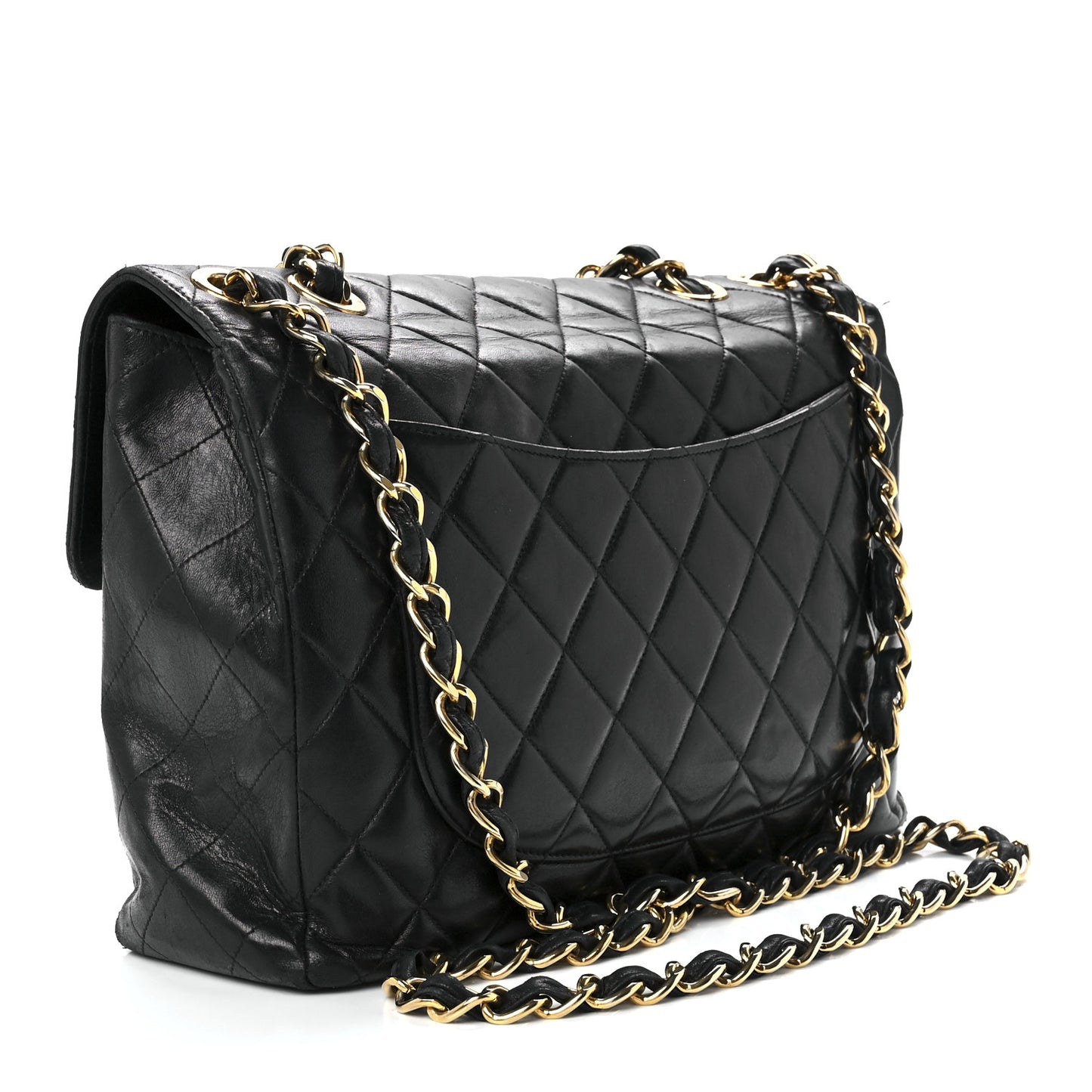 Lambskin Quilted Jumbo Single Flap Black