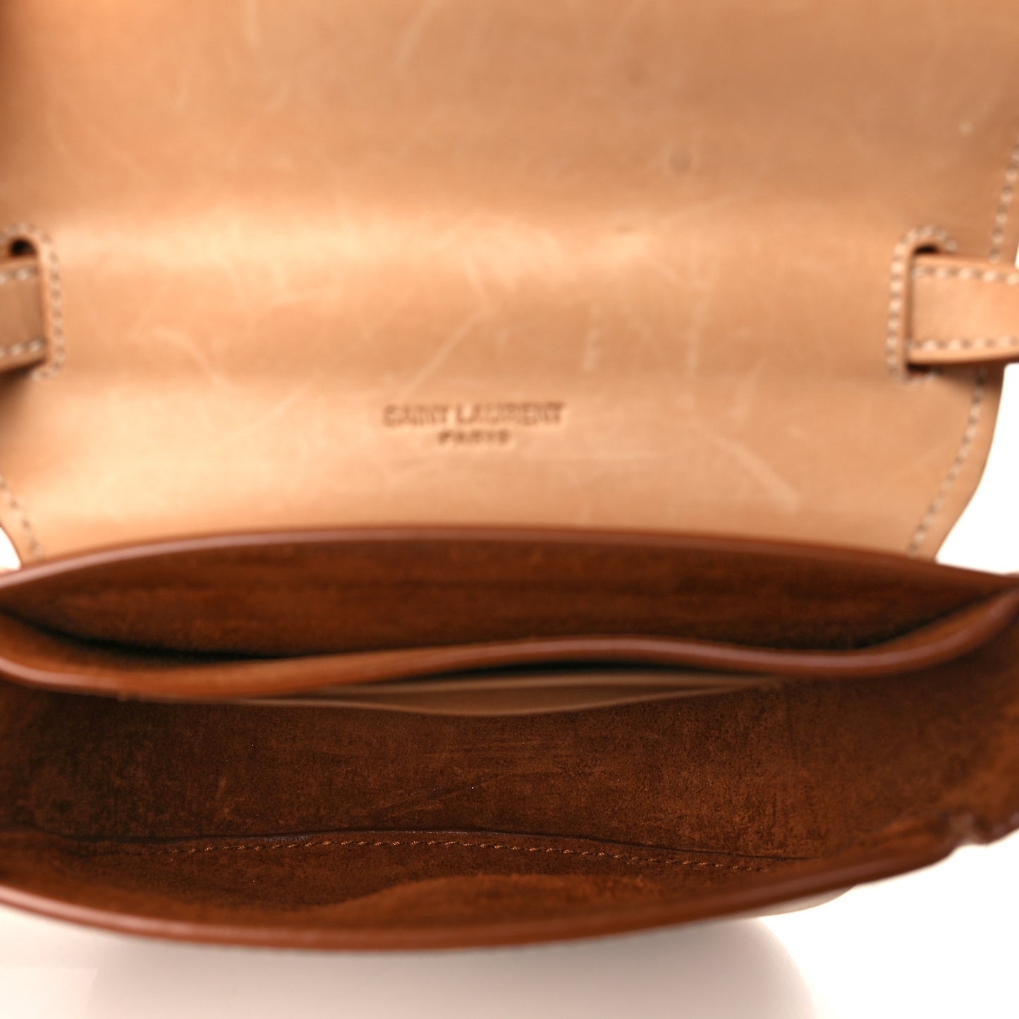 Smooth Vintage Calfskin Small Kaia Satchel Brown Gold