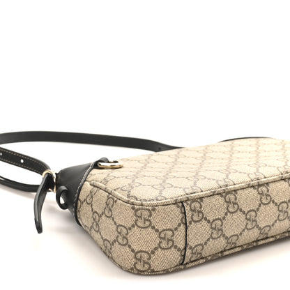 Gucci GG Supreme Monogram Textured Calfskin Small Emblem Shoulder Bag Beige Black 9 of 10