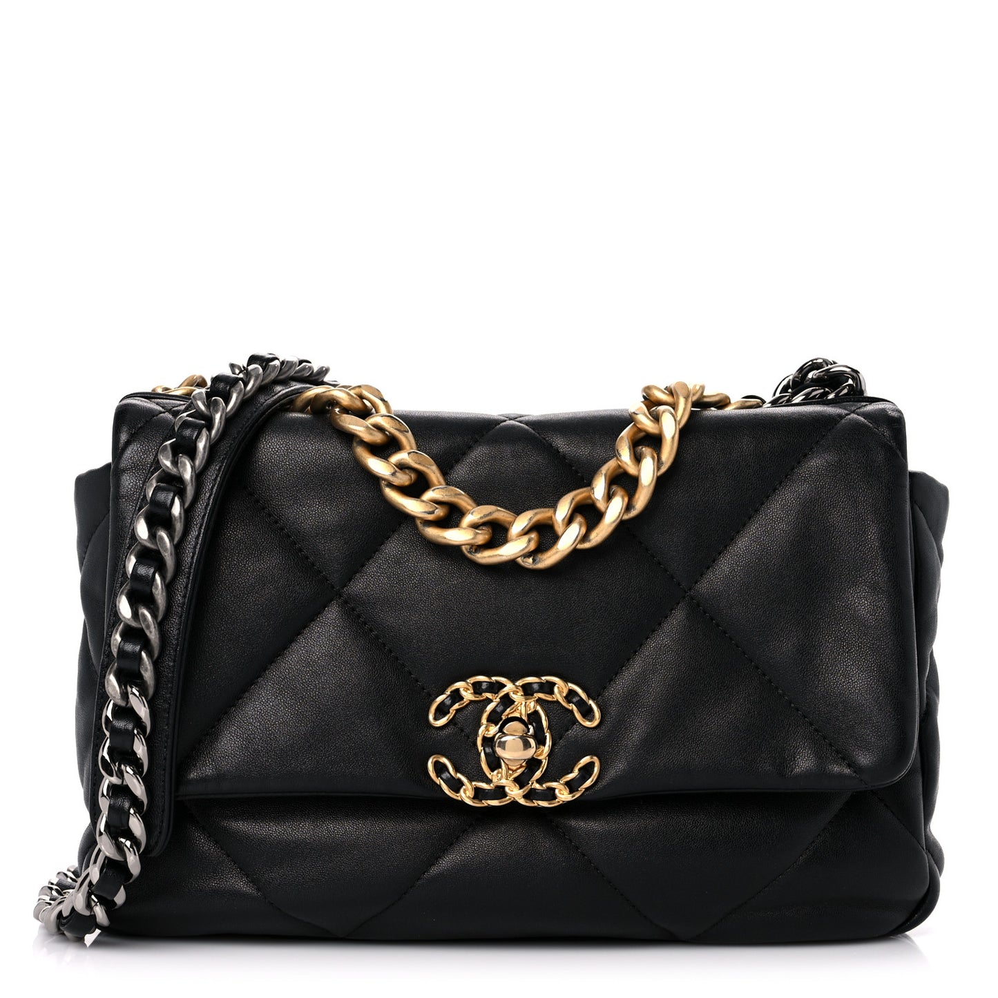 Lambskin Quilted Medium Chanel 19 Flap Black