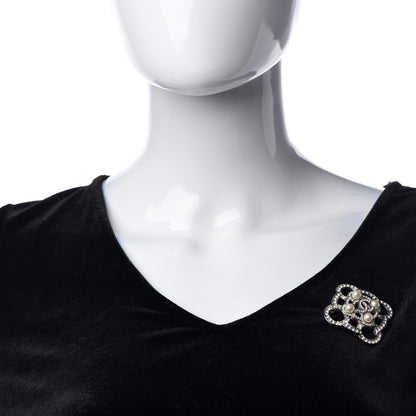 Chanel Pearl Crystal CC Brooch Silver 2 of 5
