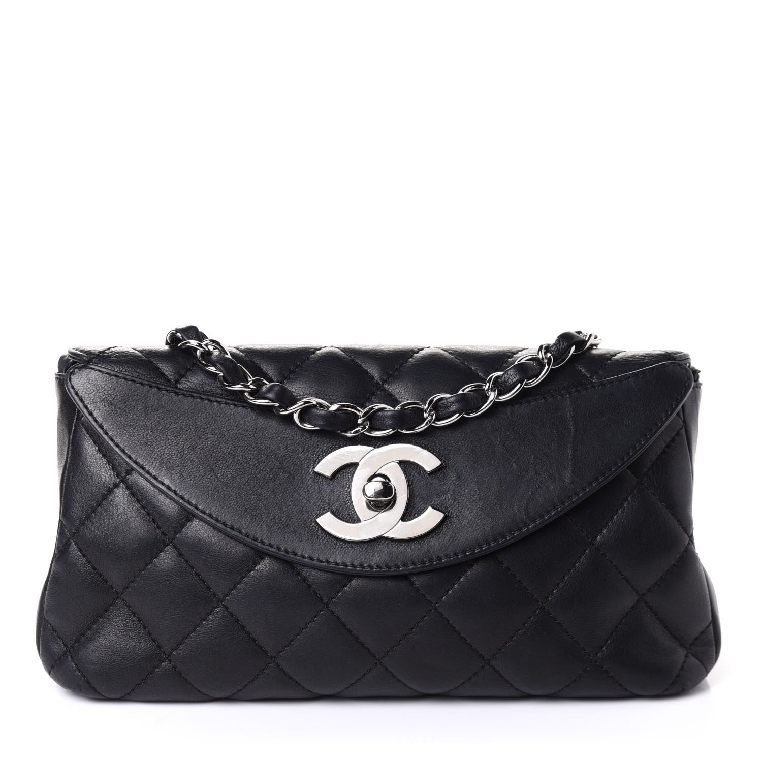 Chanel Lambskin Quilted CC Turnlock Flap Shoulder Bag Black 1 of 10