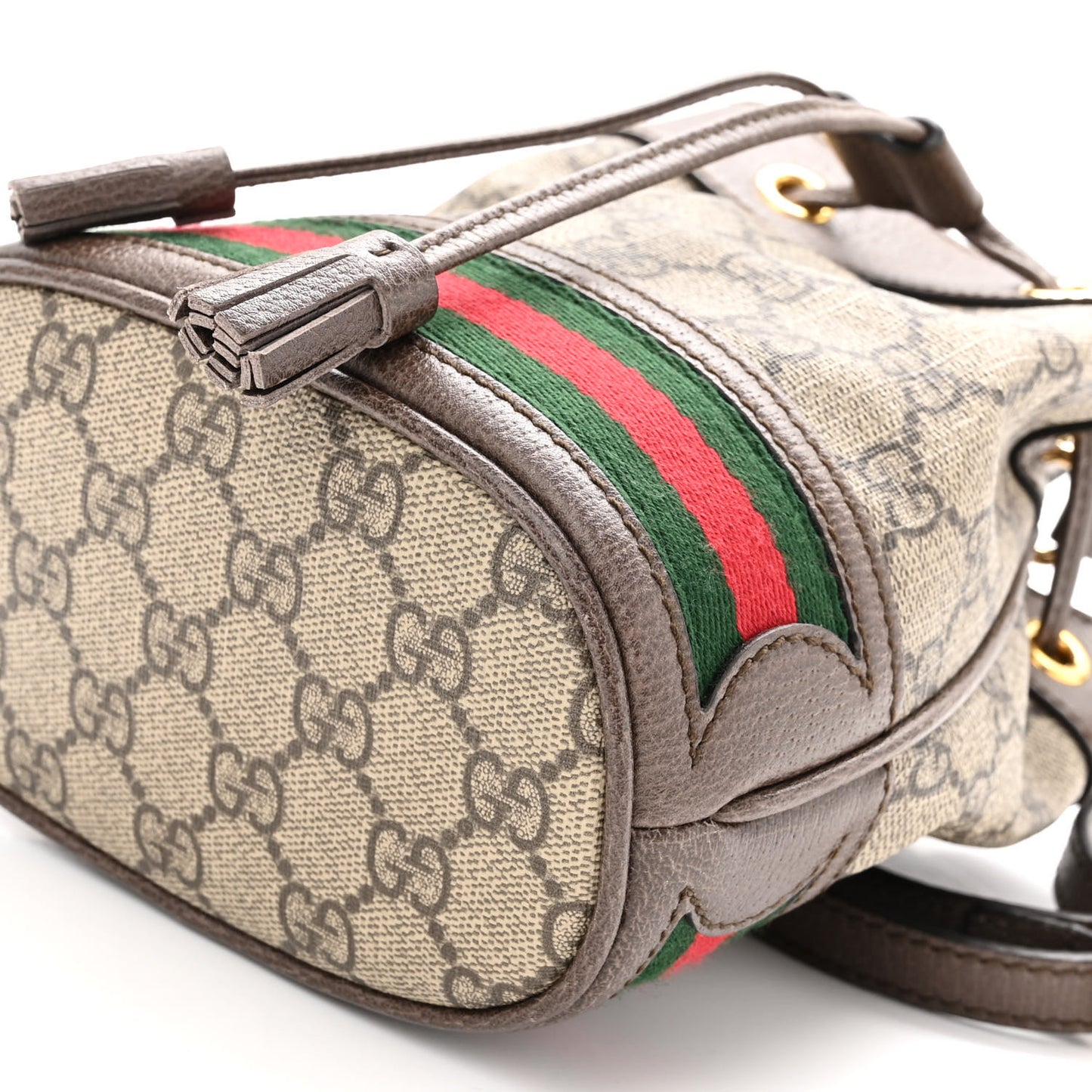 GG Supreme Monogram Web Mini Ophidia Bucket Bag Brown