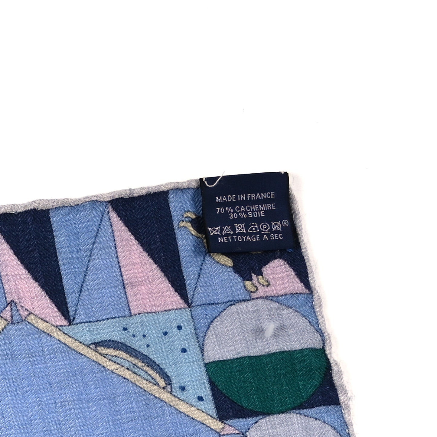 Cashmere Silk L'Epopee D'Hermes Shawl 140 Bleu Ciel Rose Pale Jaune