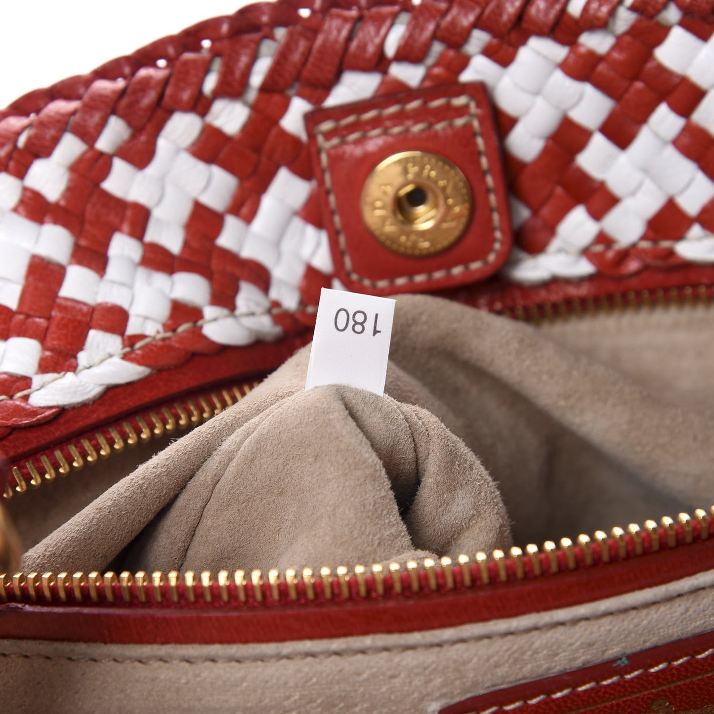 Goatskin Woven Tote Red White