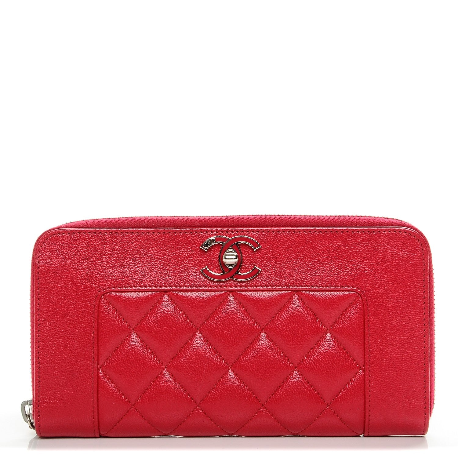 Chanel Sheepskin Quilted Mademoiselle Vintage Zip Around Wallet Dark Pink 1 of 8