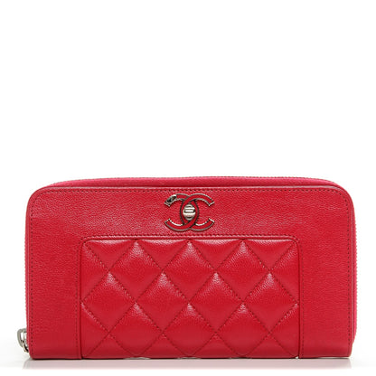Chanel Sheepskin Quilted Mademoiselle Vintage Zip Around Wallet Dark Pink 1 of 8