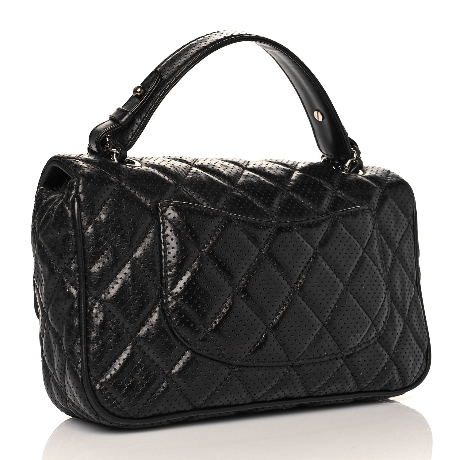 Chanel Lambskin Perforated Medium Punch Flap Black 3 of 10