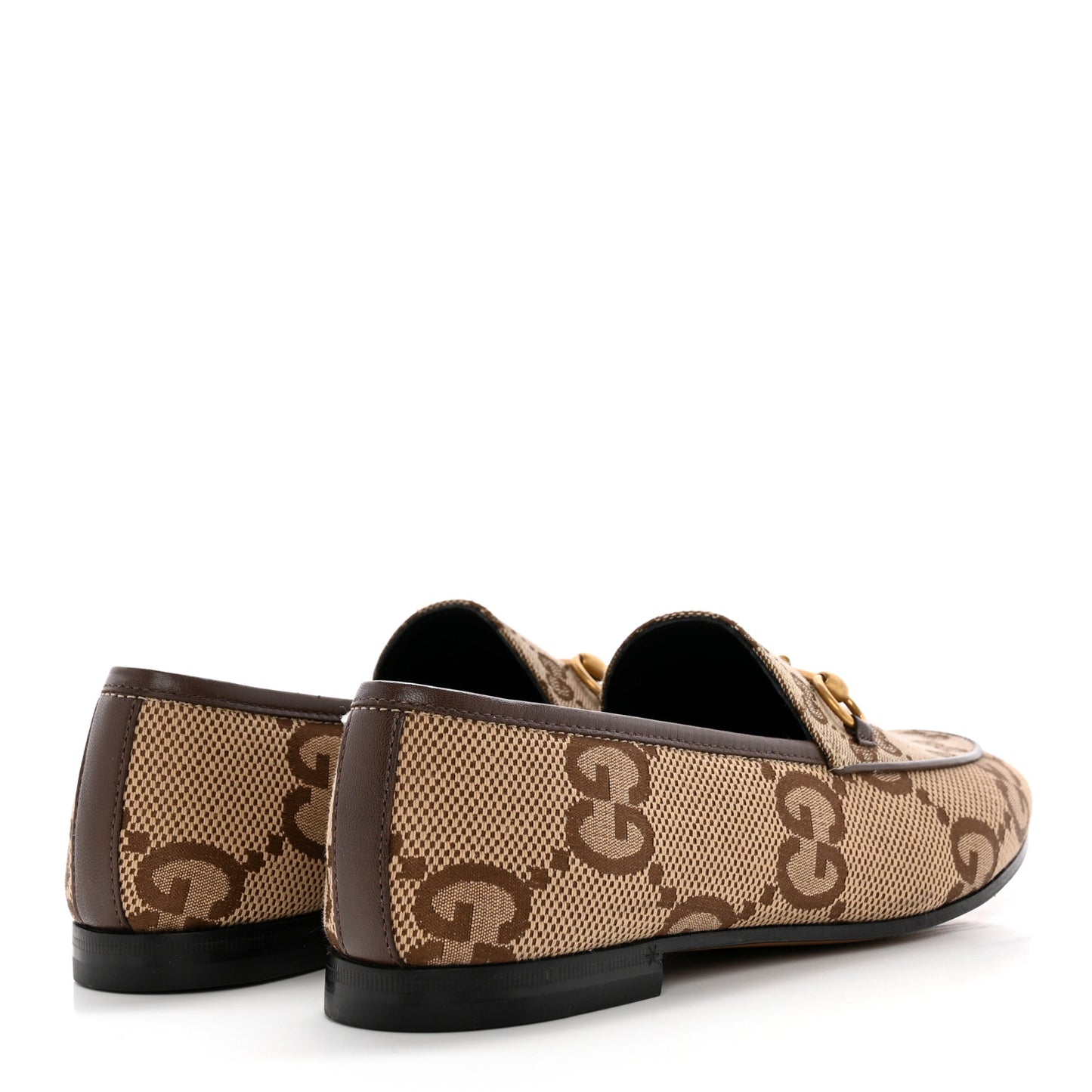 Monogram Jumbo GG Malaga Kid Horsebit Womens Jordaan Loafers 38 Camel Ebony New Acero Beige