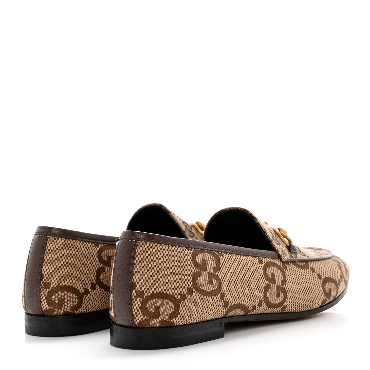 Gucci Monogram Jumbo GG Malaga Kid Horsebit Womens Jordaan Loafers 38 Camel Ebony New Acero Beige 4 of 10