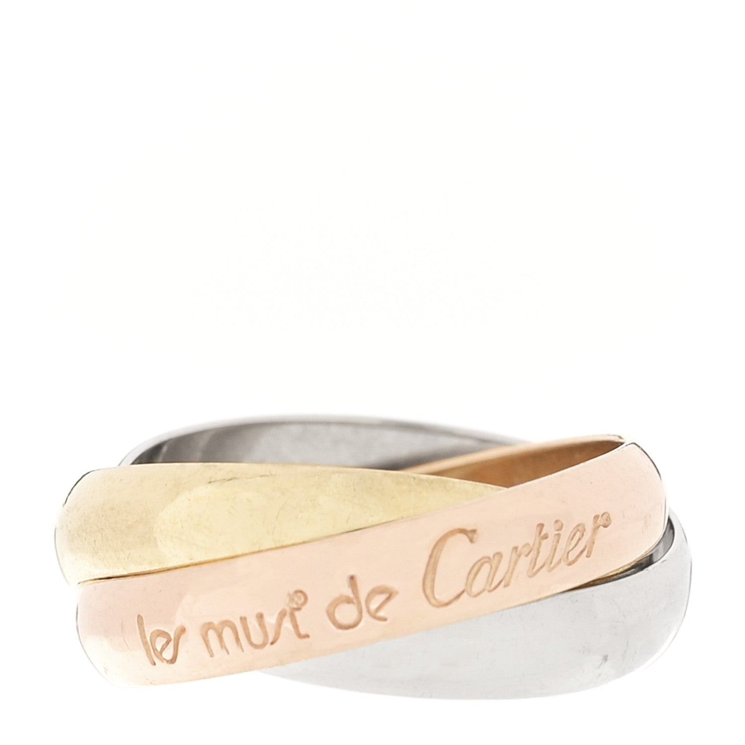 Cartier 18K Pink Yellow White Gold Classic Les Must De Cartier Trinity Ring 48 4.5 1 of 5