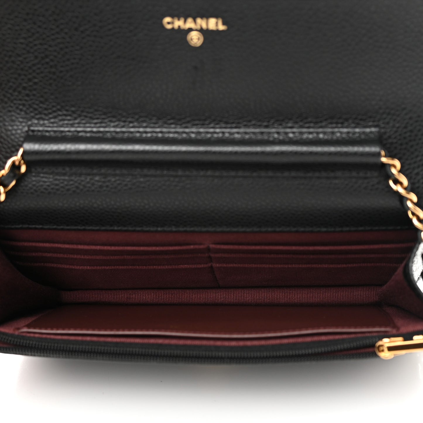 Caviar Quilted Wallet on Chain WOC Black