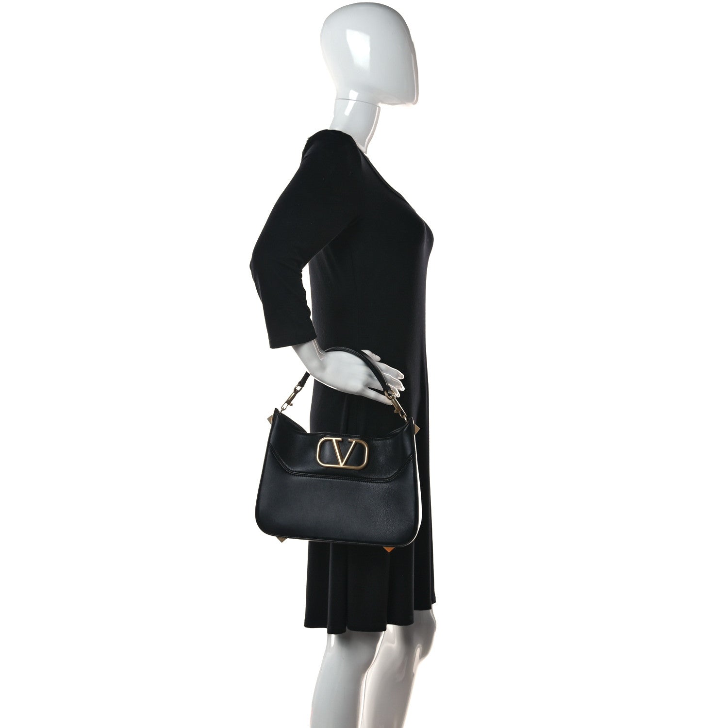 Valentino Garavani Nappa Stud Sign Hobo Black 2 of 10