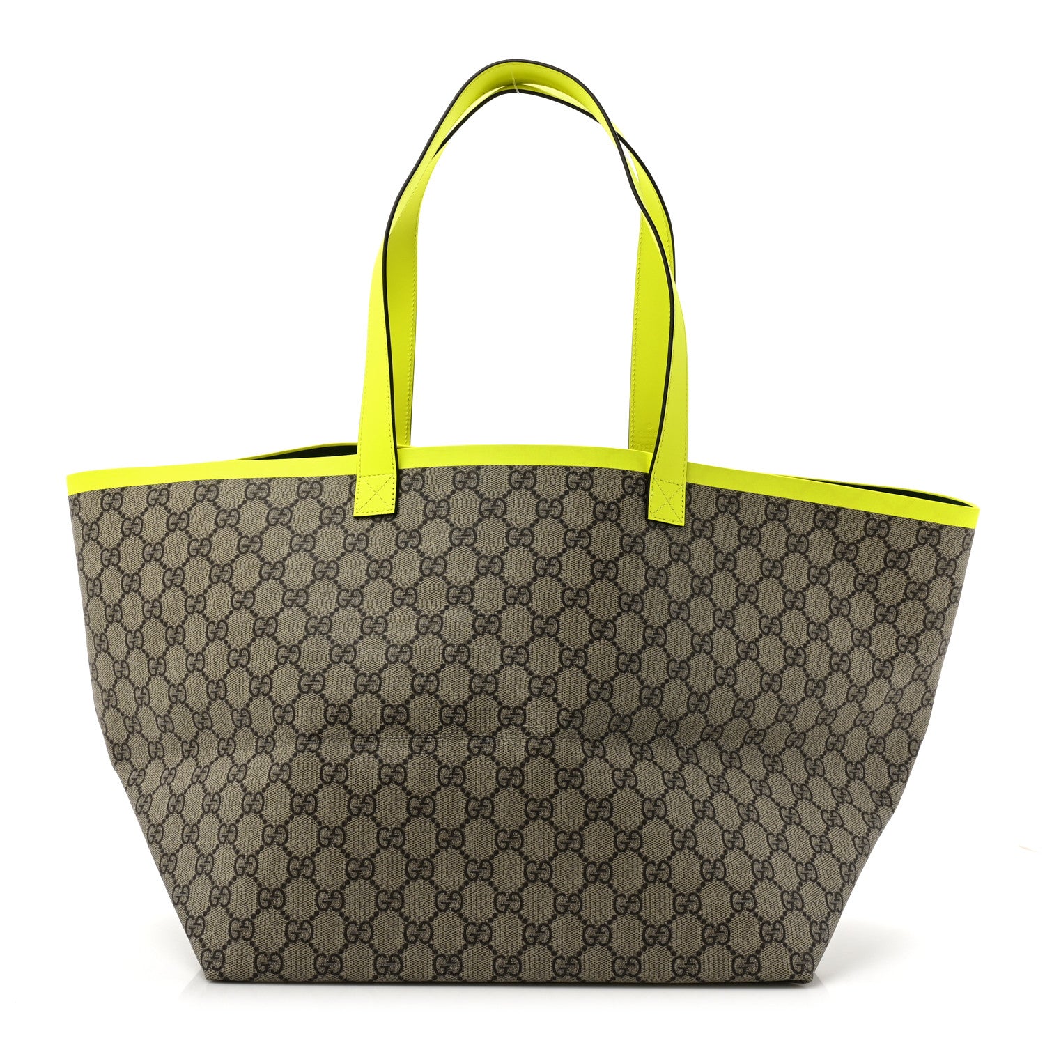 Gucci GG Supreme Monogram Medium Totissima Shopping Tote Ebony Beige Yellow 3 of 13