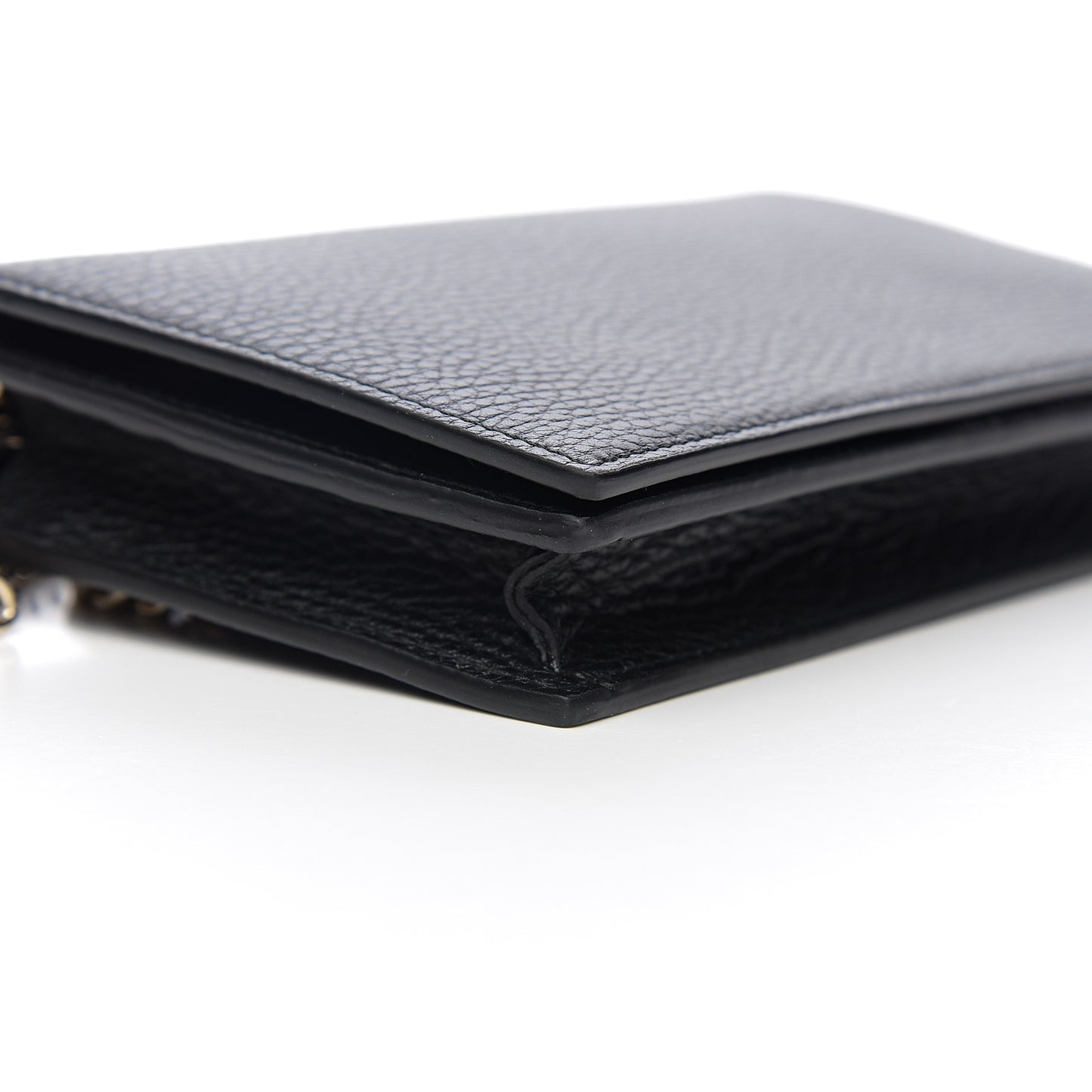 Dollar Calfskin Medium Betty Chain Wallet Black