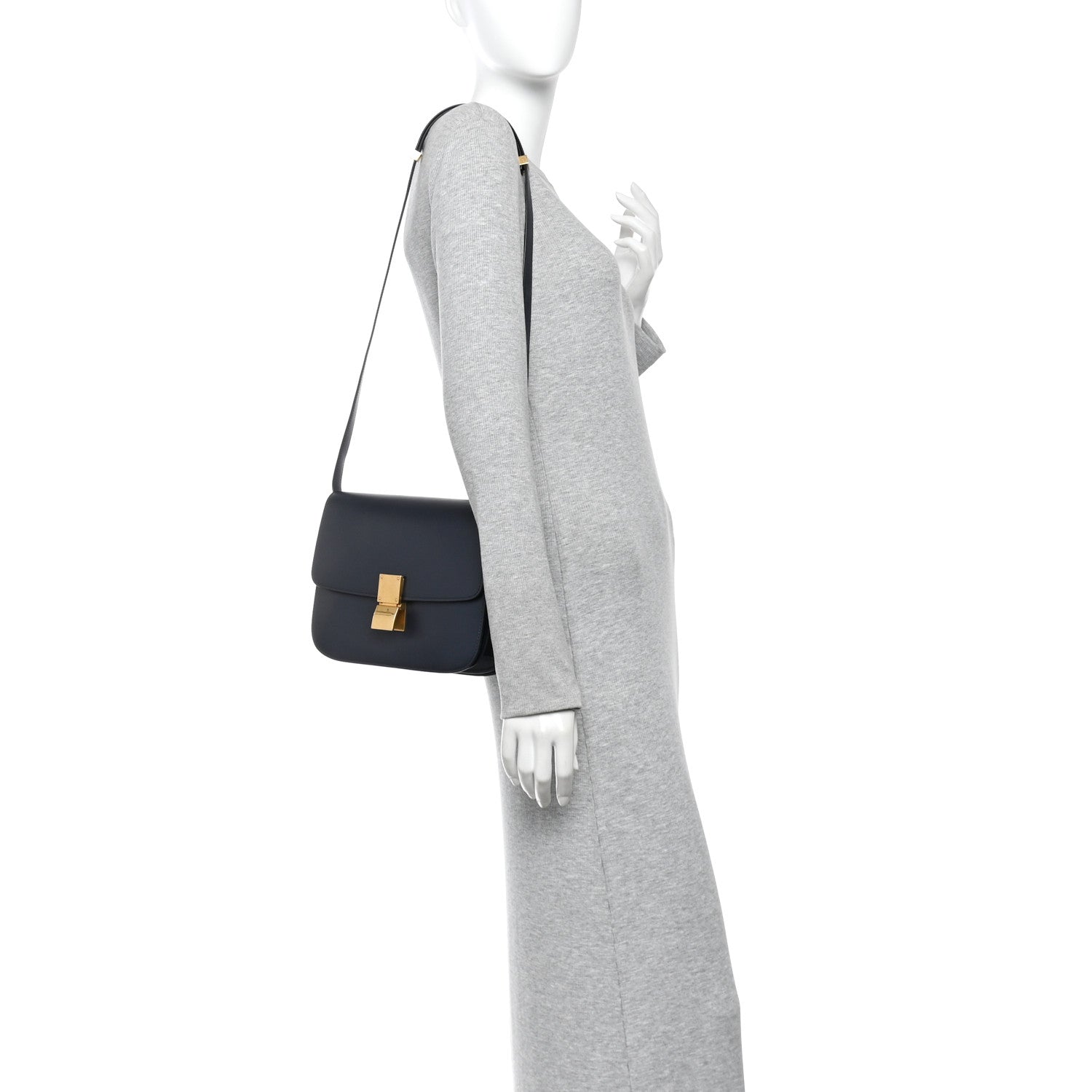 Celine Box Calfskin Medium Classic Box Flap Bag Navy 2 of 10