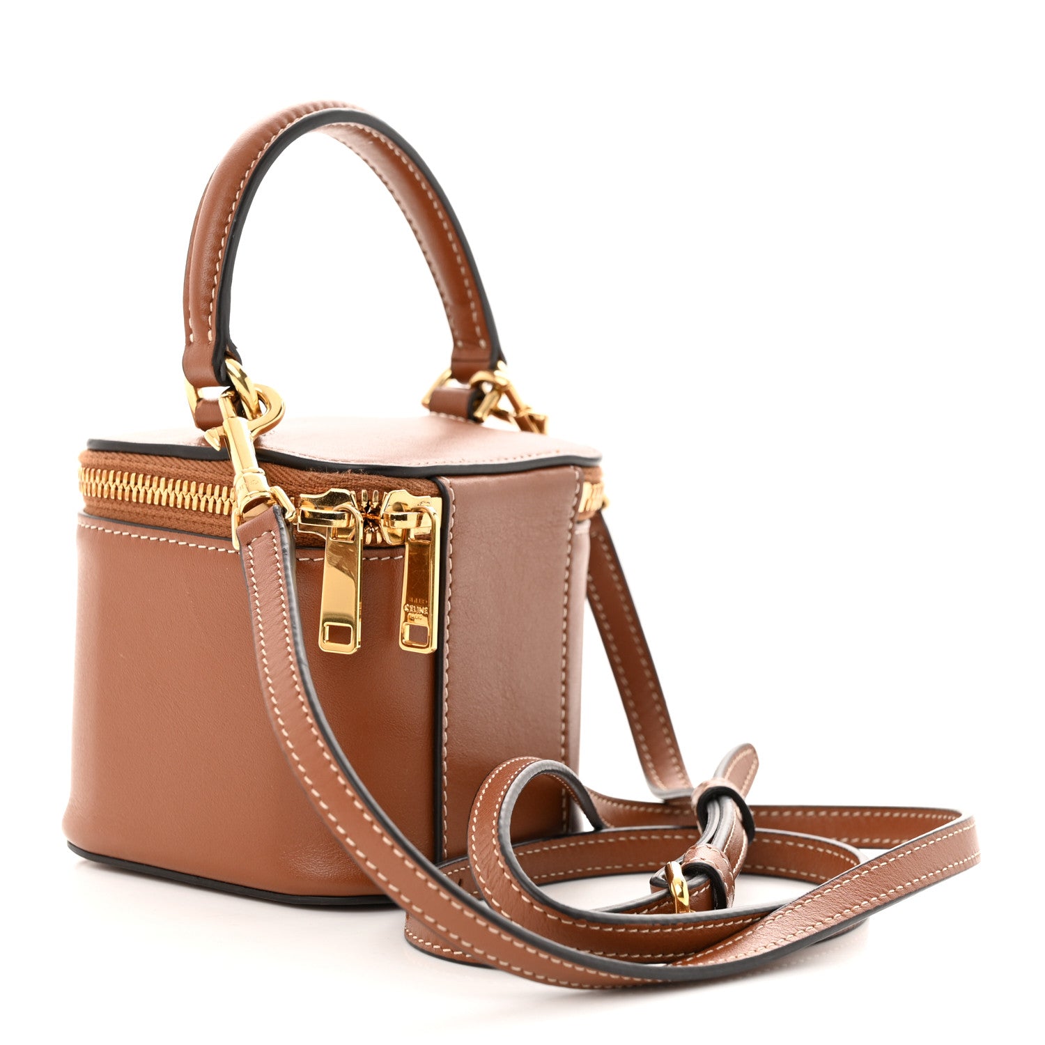Celine Smooth Calfskin Cuir Triomphe Mini Vanity Case Tan 3 of 16