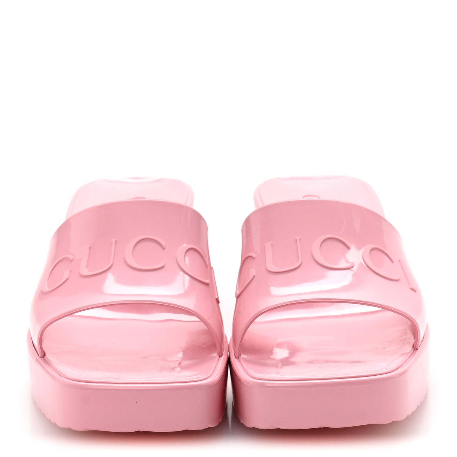 Gucci Rubber Gucci Logo Womens Platform 20/60mm Slide Sandals 37 Wild Rose 3 of 9