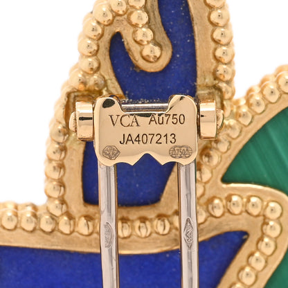 Van Cleef & Arpels 18K Yellow Gold Lapis Lazuli Malachite Black Onyx Humming Bird Brooch Pin 4 of 4