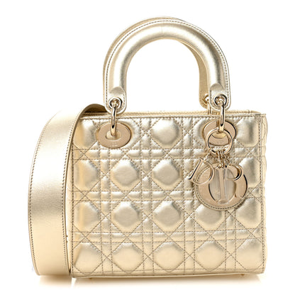 Christian Dior Metallic Lambskin Cannage Small My ABCDior Lady Dior Gold 1 of 10