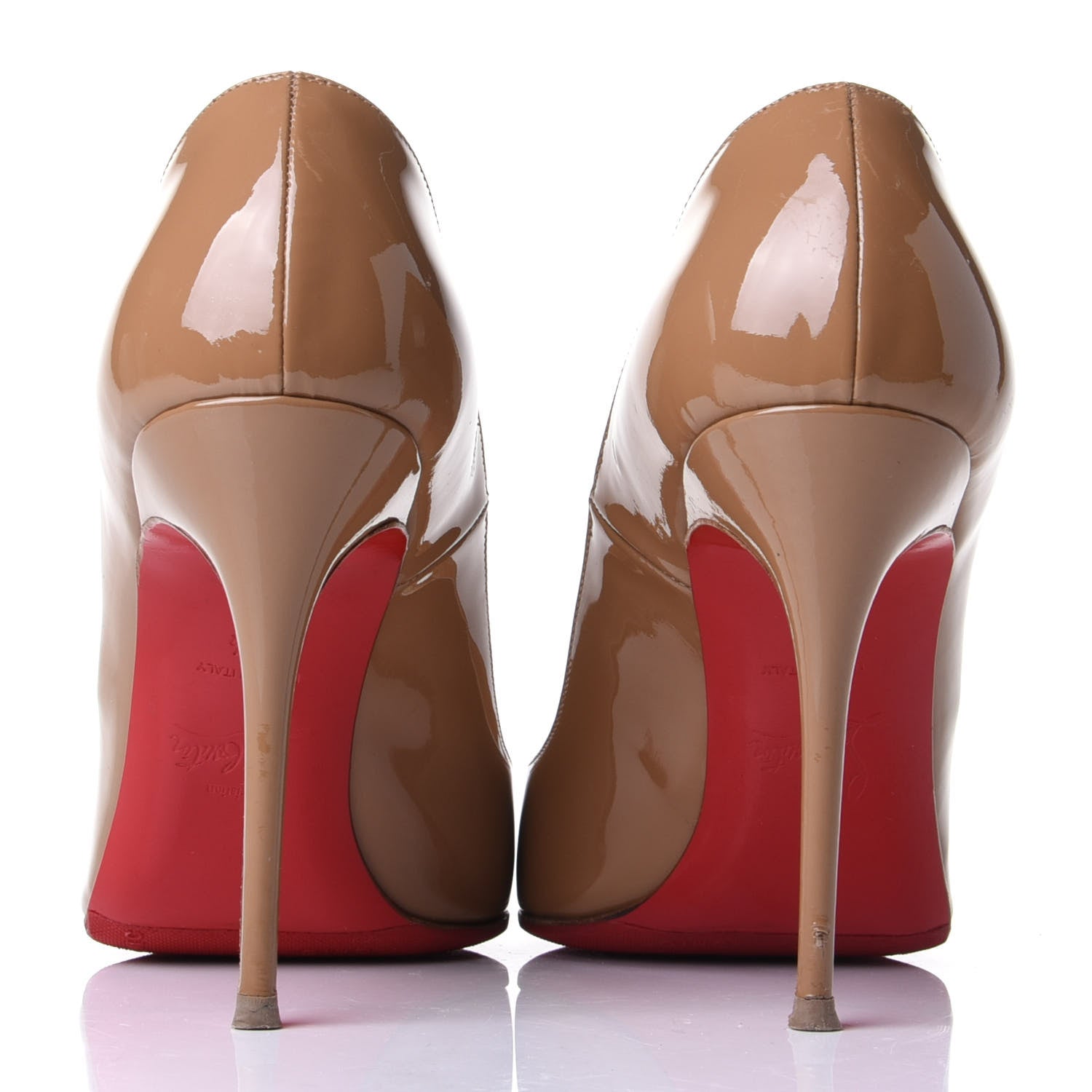 Christian Louboutin Patent 100 Peep Toe Pumps 38.5 Nude 6 of 9