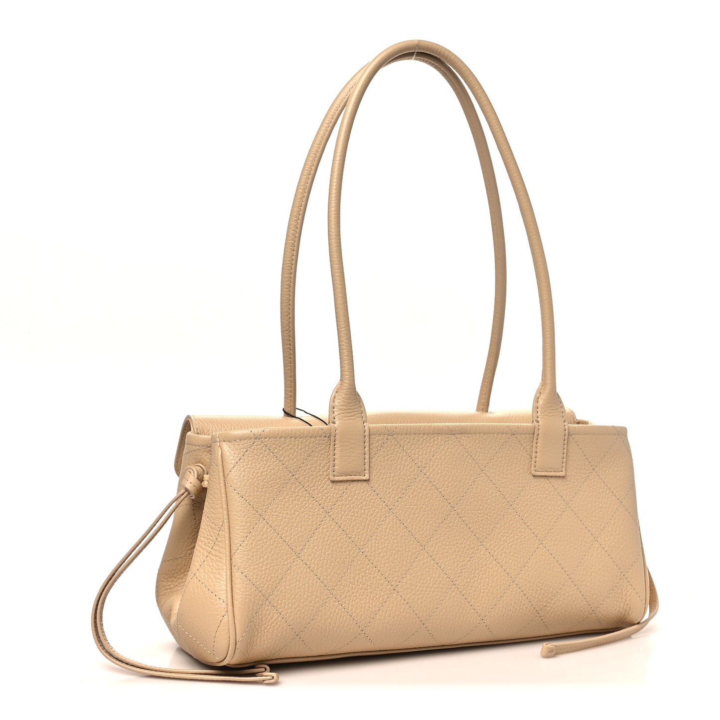 Grained Calfskin Stitched Urban Essentials Small Shopping Bag Beige