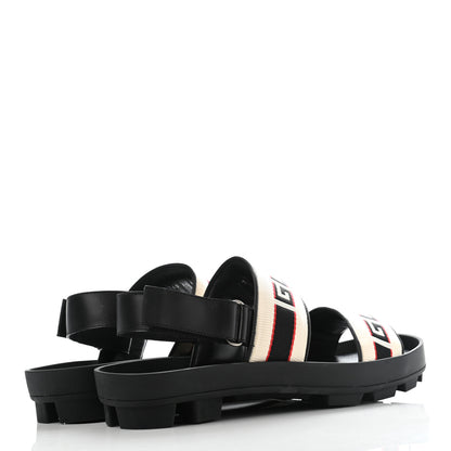 Gucci Nylon Cirano Lux Stripe Mens Cleat Sole Slingback Sandals 11 Ecru Poppy Black 4 of 9