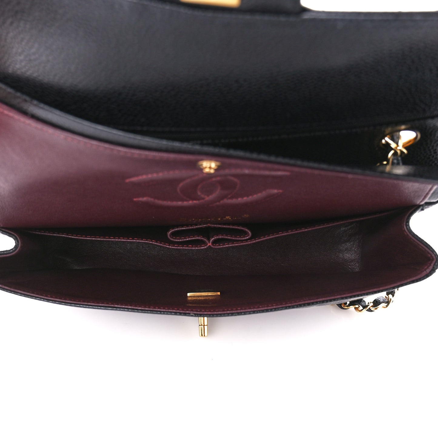 Caviar Quilted Medium Double Flap Black