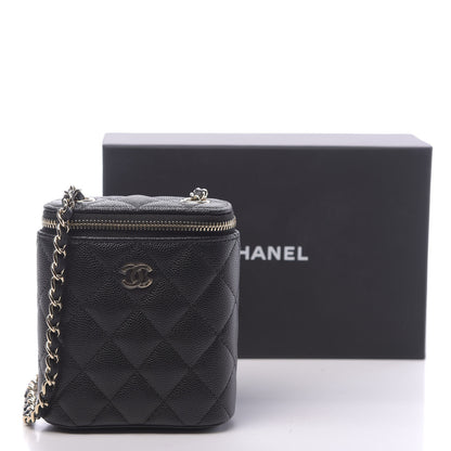 Chanel Caviar Quilted Small Vertical Coco Beauty Vanity Case With Chain Black 11 of 11