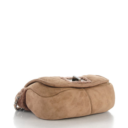 Chanel Shearling Quilted Mademoiselle Flap Beige 4 of 7
