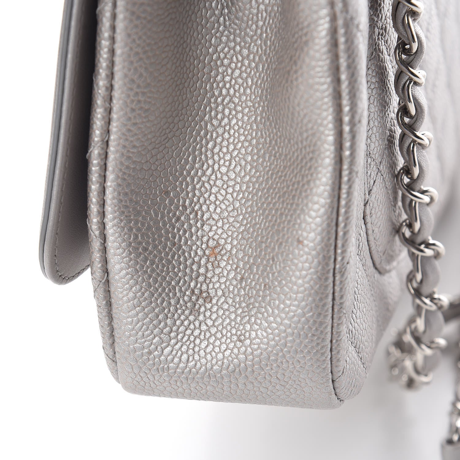 Chanel Metallic Caviar Quilted Medium CC Filigree Flap Silver 9 of 11